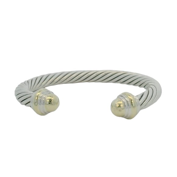 David Yurman Classic Cable Cuff Bracelet 925 Sterling Silver 14kt Yellow Gold - Picture 1 of 7